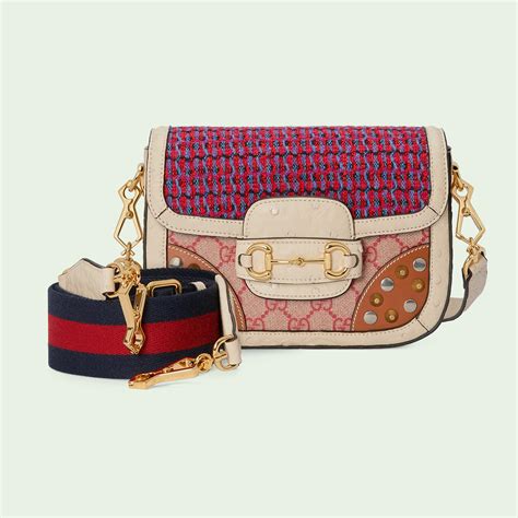 Gucci Horsebit 1955 ostrich mini bag in Red Precious Skins